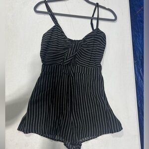 Honey Punch Black and White Striped Romper